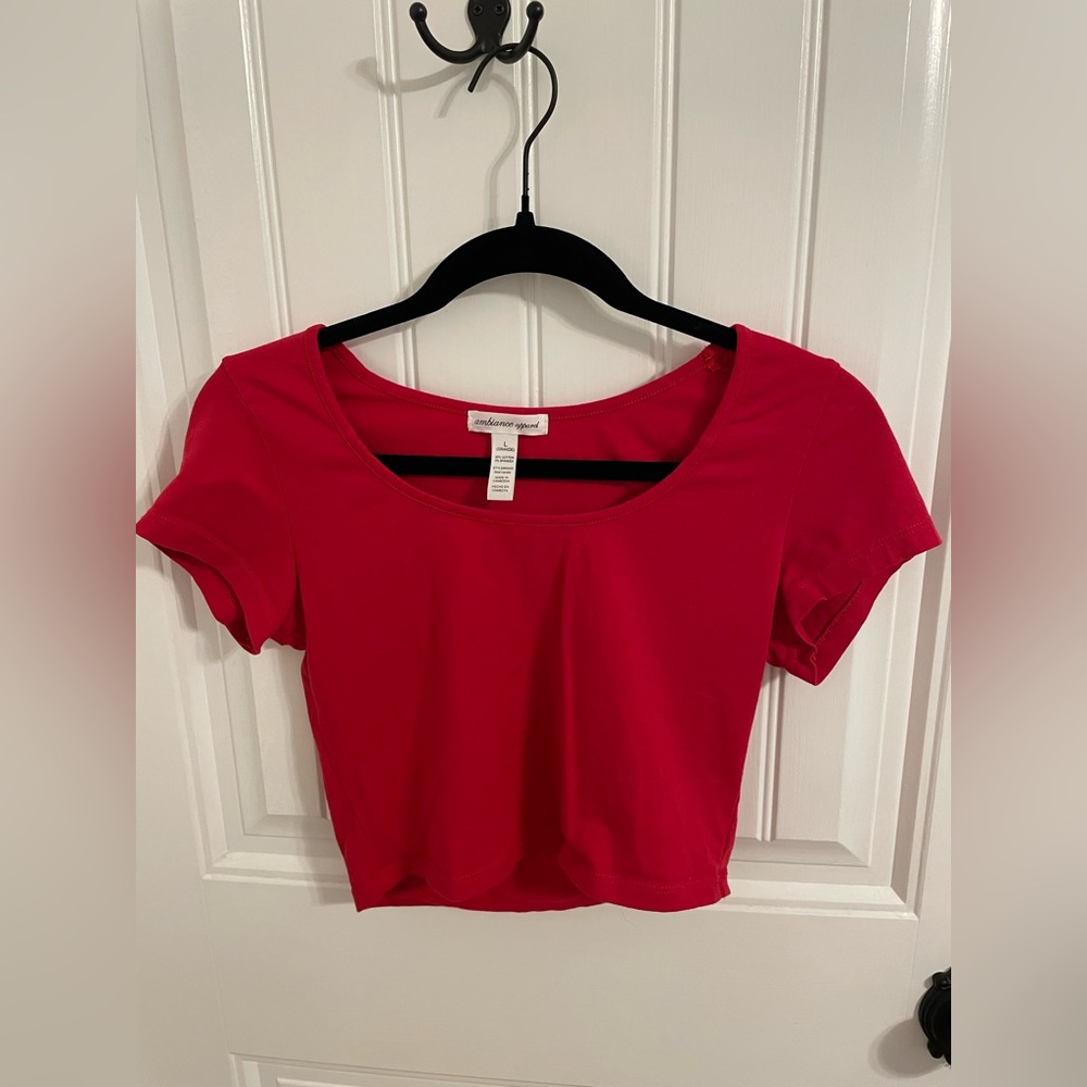Ambiance Apparel Red Crop Top Size Large